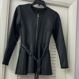 Black Faux Leather Women's Jacket
